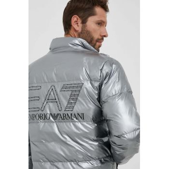 EA7 Emporio Armani geaca barbati, culoarea argintiu, de iarna de firma originala