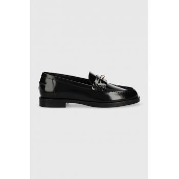 Emporio Armani mocasini de piele femei, culoarea negru, cu toc plat, X3A101 XF328 K001