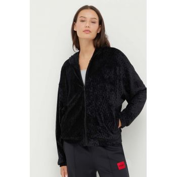 HUGO bluza femei, culoarea negru, cu glugă, modelator