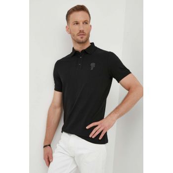 Karl Lagerfeld tricou polo barbati, culoarea negru, neted