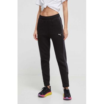 Puma pantaloni de antrenament Evostripe culoarea negru, neted de firma original