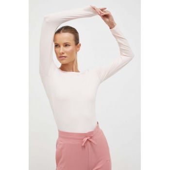 Roxy longsleeve de yoga Naturally Active culoarea roz, cu spate descoperit ieftin