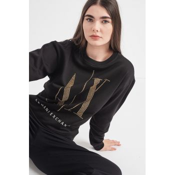 Bluza sport de bumbac cu logo cu tinte
