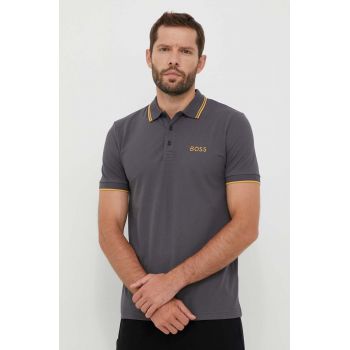 Boss Green tricou polo BOSS GREEN barbati, culoarea gri, cu imprimeu