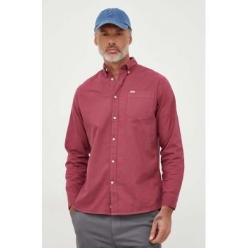 Pepe Jeans camasa din bumbac Fabio barbati, culoarea roz, cu guler button-down, regular ieftina