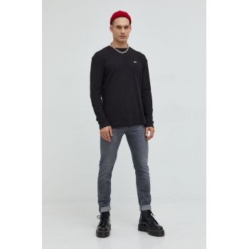 Tommy Jeans pulover de bumbac barbati, culoarea negru, light de firma original