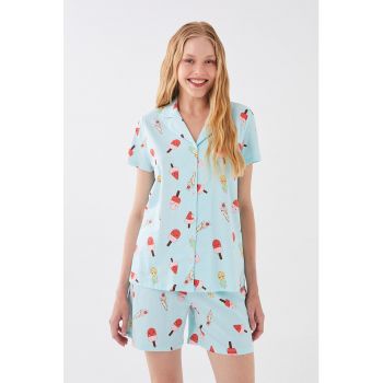 Pijama scurta din bumbac cu imprimeu