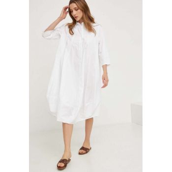 Answear Lab rochie din bumbac culoarea alb, mini, oversize