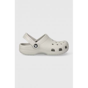 Crocs slapi copii CLASSIC KIDS CLOG culoarea gri de firma originali