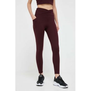 Dkny colanti femei, culoarea bordo, neted ieftini