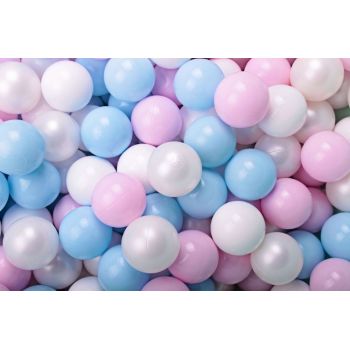 Set bile din plastic MeowBaby 200 buc 7 cm Alb Perlat  Alb  Baby Blue  Roz Pastel