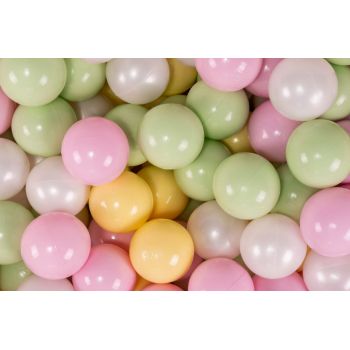 Set bile din plastic MeowBaby 200 buc 7 cm Alb Perlat  Verde deschis  Roz Pastel  Galben Pastel