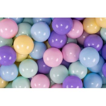 Set bile din plastic MeowBaby 200 buc 7 cm Baby Blue  Mint  Roz Pastel  Galben Pastel  Lila