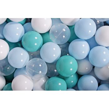 Set bile din plastic MeowBaby 200 buc 7 cm Baby Blue  Turcoaz  Transparent  Alb