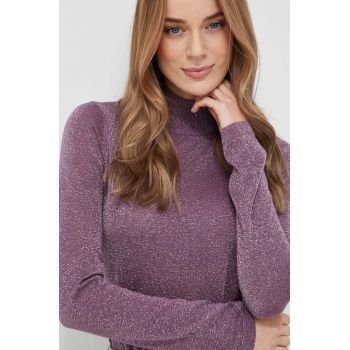 Silvian Heach pulover femei, culoarea violet, light, cu turtleneck