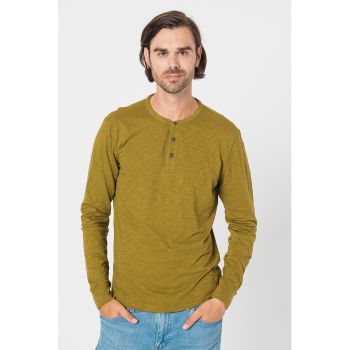 Bluza Henley de bumbac organic