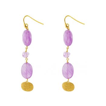 Cercei drop de argint placati cu aur de 14K