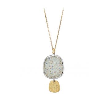 Colier de argint veritabil placat cu aur de 14K - cu cristale