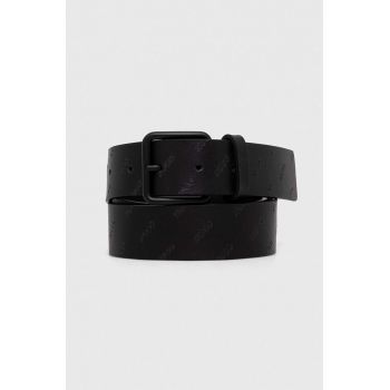 HUGO curea de piele barbati, culoarea negru