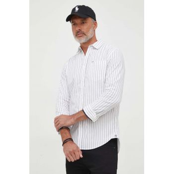 Pepe Jeans camasa din bumbac Crovie barbati, culoarea alb, cu guler clasic, regular ieftina