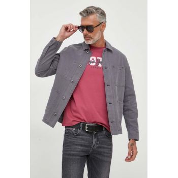 Pepe Jeans geaca jeans Blaine barbati, culoarea gri, de tranzitie de firma originala