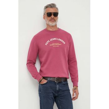 Pepe Jeans hanorac de bumbac Medley barbati, culoarea roz, cu imprimeu de firma original