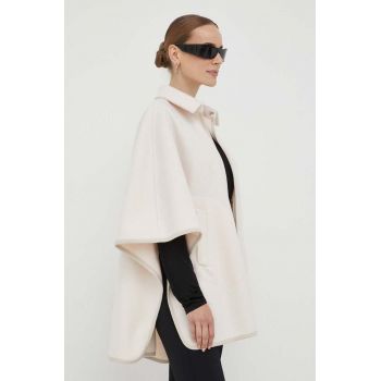 Silvian Heach palton femei, culoarea bej, de tranzitie, oversize