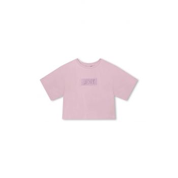 Dkny tricou copii culoarea violet, cu imprimeu