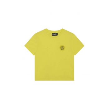 Karl Lagerfeld tricou de bumbac pentru copii culoarea galben, cu imprimeu