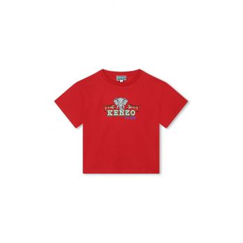Kenzo Kids tricou de bumbac pentru copii culoarea rosu, cu imprimeu ieftin