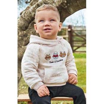 Mayoral bluza bebe culoarea bej, cu glugă, cu imprimeu de firma original