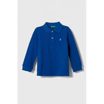 United Colors of Benetton longsleeve din bumbac pentru copii neted