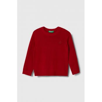 United Colors of Benetton pulover de bumbac pentru copii culoarea rosu, light