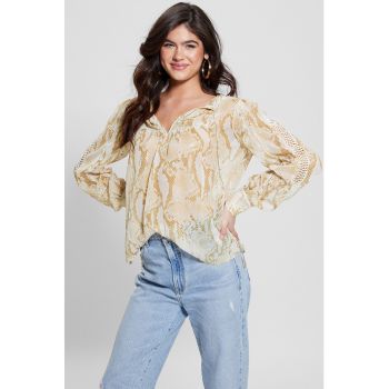 Bluza vaporoasa cu garnituri de dantela crosetata