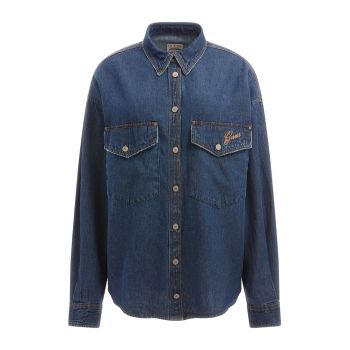 Camasa din denim cu buzunare pe piept