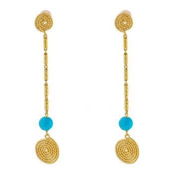 Cercei drop placati cu aur de 14K cu agate
