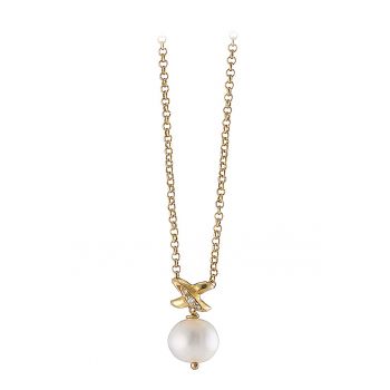 Colier de argint veritabil decorat cu aur de 14K