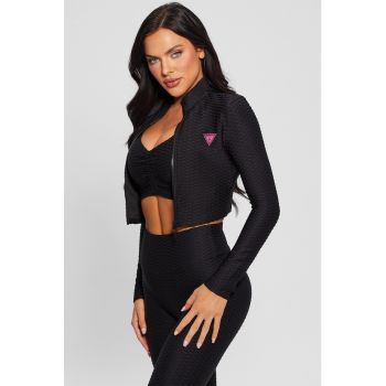 Bluza crop cu aspect texturat pentru fitness