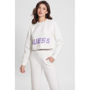 Bluza crop cu imprimeu logo pentru fitness