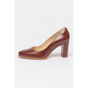 Pantofi de piele cu toc masiv Kaylin Cara