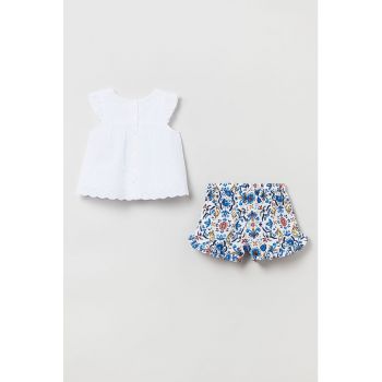 Set de bluza si pantaloni scurti cu imprimeu