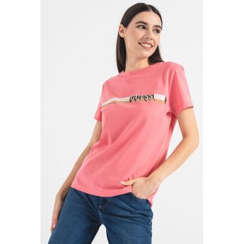Tricou de bumbac cu decolteu la baza gatului