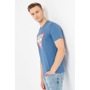 Tricou cu decolteu la baza gatului si imprimeu logo