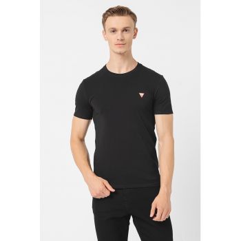 Tricou slim-fit cu decolteu la baza gatului
