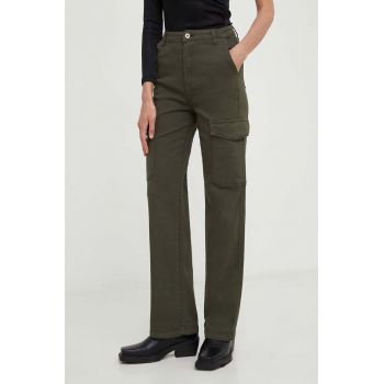 Answear Lab pantaloni femei, culoarea verde, fason cargo, high waist