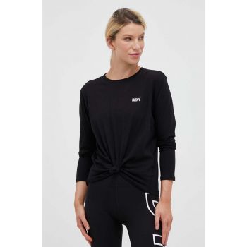 Dkny longsleeve din bumbac culoarea negru