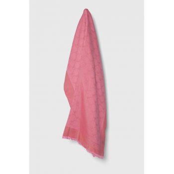 Moschino esarfa din amestec de lana culoarea roz, neted