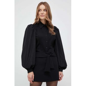 Silvian Heach camasa femei, culoarea negru, cu guler clasic, slim de firma originala