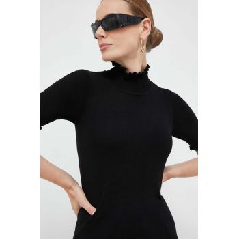 Silvian Heach pulover femei, culoarea negru, light, cu turtleneck