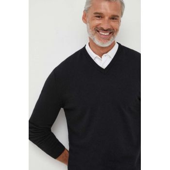 United Colors of Benetton pulover de lana barbati, culoarea negru, light ieftin